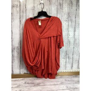 KNIT Wrap Slob Cardigan Draped Open Front Dolman Sleeve Hot Red